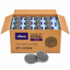 Vilera — Stainless Steel Spiral Large — Carton of 20 (Pack of 12)